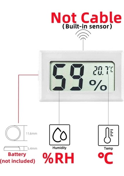 T Rh-Beyaz Mini Dijital LCD Iç Mekan Uygun Sıcaklık Sensörü Nem Ölçer Termometre Higrometre Ölçer (Yurt Dışından)