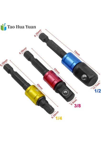 3 Adet Siyah 3 Adet Elektrikli Matkap Soket Adaptörü Darbeli Sürücü Için Hex Shank ile Kare Soket Matkap Uçları Dönebilen Uzatma Çubuğu Aracı Set (Yurt Dışından)