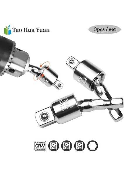 3 Adet Siyah 3 Adet Elektrikli Matkap Soket Adaptörü Darbeli Sürücü Için Hex Shank ile Kare Soket Matkap Uçları Dönebilen Uzatma Çubuğu Aracı Set (Yurt Dışından)