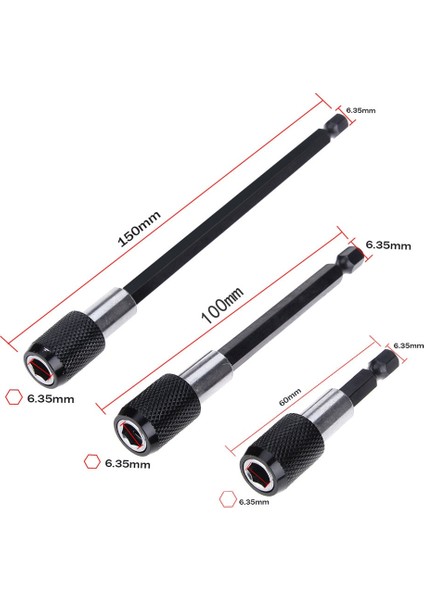 150MM 6.35MM 1/4 Inç Hex Shank Hızlı Açılan Tornavida Manyetik Bit Tutucu Ayarlanabilir Yaka Uzatma Çubuğu 60MM 100MM 150MM (Yurt Dışından) modelleri
