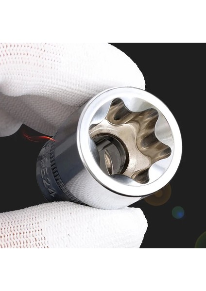 1-4 1/4 "3/8" 1/2 "e Tipi Cırcır Soket Torx Yıldız Bit Dişi Soket Adaptörü E Soket Sürücü Ortak El Aletleri E4-E24 Paslanmayı Önler (Yurt Dışından)