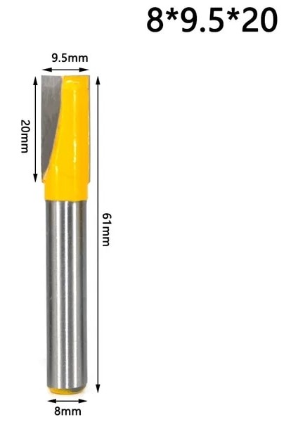 8X9.52X20MM Lavıe 1 Adet 8mm Shank Alt Ahşap Temizleme Ucu Düz Yönlendirici Bit Temiz Freze Kesici Ağaç Işleme Uçları Güç Makinesi MC02032 (Yurt Dışından)