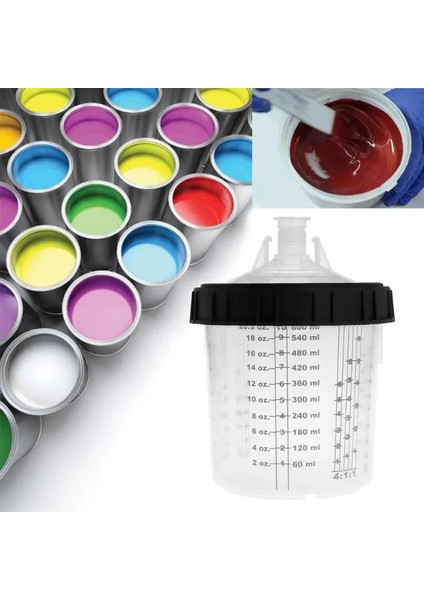 Beyaz 600ML/20 Ons Yeniden Kullanılabilir Boya Kapaklı Bardak Sıvı Ölçü Kabı Şeffaf Plastik Bardak Boyama Mxing Fincan Benzersiz Tasarım (Yurt Dışından) fırsatları