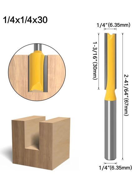 1L4X5L8X30 1/4 /6.35 mm Şaft Düz Bit Tungsten Karbür Tek Çift Flüt Freze Ucu Ahşap Freze Kesici Ağaç Işleri Için 1 Adet (Yurt Dışından) fırsatları