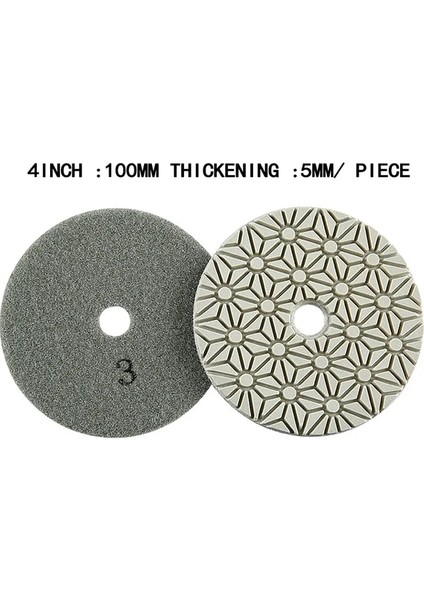 Grit 3 1 Adet 4 Inç 100MM Kuru/ıslak Elmas Parlatma Pedleri Esnek Zımpara Diski Granit Beton Mermer Taş Taşlama Parlatma Aracı (Yurt Dışından)