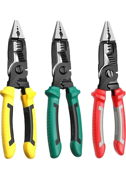 Sarı 9 In 1 Elektrikli Pense Uzun Burun Elektrikçi Tel Sıyırma Kesici Yalıtım Terminali Elektrik Kelepçesi Kablo Tamir El Aleti (Yurt Dışından) fırsatları