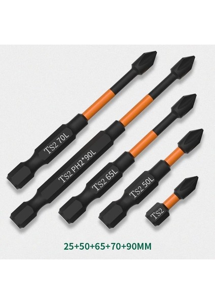 Set 7 1/2/5/pc Ph2 Tornavida Seti Manyetik Toplu Kafa Darbe Güçlü Çapraz Yüksek Sertlik 25/50/65/70/90/150MM Anti Kaymaz Su Geçirmez (Yurt Dışından)