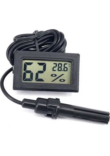 Siyah Mini LCD Dijital Termometre Higrometre Ölçer Test Cihazı Probu Kuluçka Akvaryum Sıcaklık Nem Ölçer Sensör Dedektörü (Yurt Dışından)