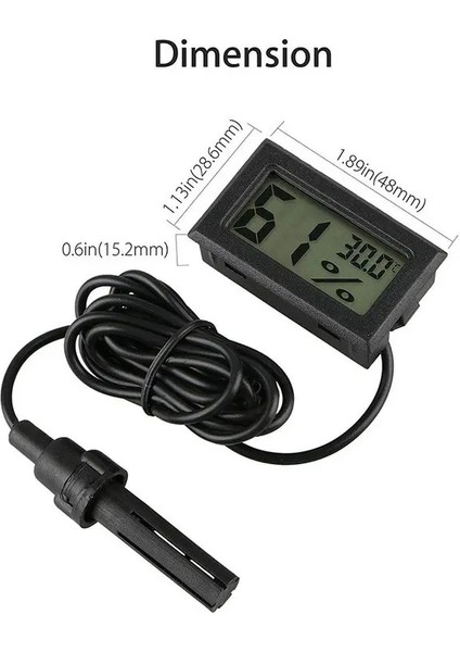Siyah Mini LCD Dijital Termometre Higrometre Ölçer Test Cihazı Probu Kuluçka Akvaryum Sıcaklık Nem Ölçer Sensör Dedektörü (Yurt Dışından) indirimleri