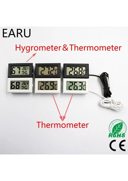 Beyaz Mini Dijital LCD Oto Araba Pet Termometre Nem Sıcaklık Ölçer Sensör Ölçer Termostat Higrometre Pirometre Termograf (Yurt Dışından) fiyatları