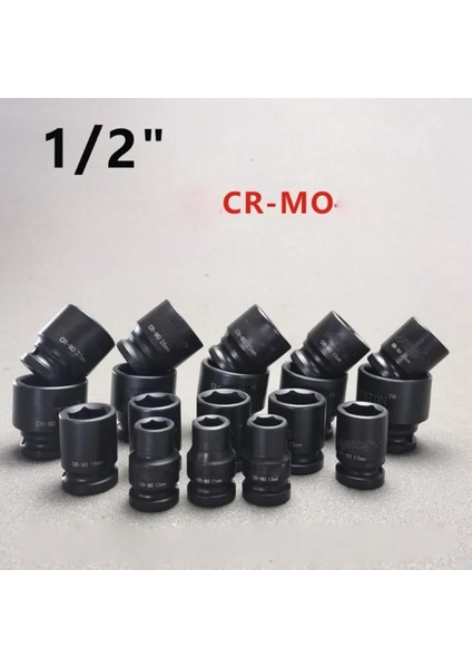 9mm 1/2 "sürücü Kısa Darbe Lokma Seti Adaptörü Hava Prizleri Kafa Cr-Mo 6 Noktalı Pnömatik Soket 17 19 41 46MM Oto Araba Tamir Araçları (Yurt Dışından)