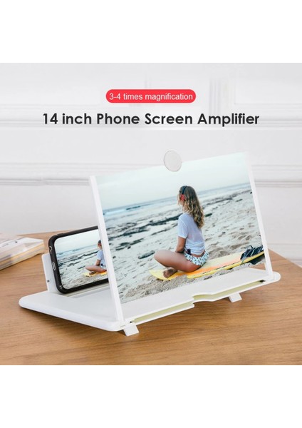 Beyaz 12 Inç 10/12 Inç Cep Telefonu Kavisli Ekran Amplifikatör Hd 3D Video Cep Telefonu Büyüteç Stand Braketi Telefon Katlanabilir Tutucu (Yurt Dışından) fiyatları