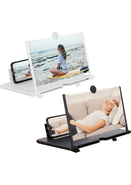 Beyaz 12 Inç 10/12 Inç Cep Telefonu Kavisli Ekran Amplifikatör Hd 3D Video Cep Telefonu Büyüteç Stand Braketi Telefon Katlanabilir Tutucu (Yurt Dışından) indirimleri