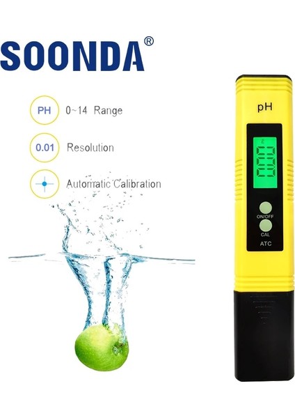 PH03-NO Arka Işık Mini 0.01 Doğruluk Dijital 0-14 Ph Metre Test Cihazı Su Gıda Akvaryum Yüzme Havuzu Topraksız Su Asitliği Ölçme Cihazı (Yurt Dışından)