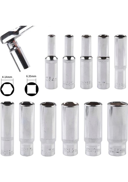 5mm 1 Adet 1/4 ''hex Soket Adaptörü 4-14MM Derin Cırcır Anahtarı Kafası 50MM Uzunluk Darbeli Sürücü El Aletleri Araba Tamir Aksesuarları (Yurt Dışından) fiyatları