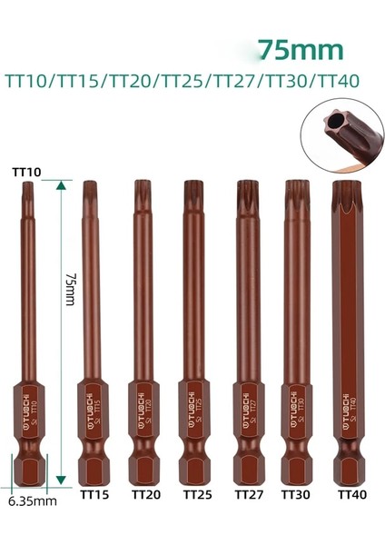 T25 1/4 Hex Shank Tornavida Uçları 75MM Uzunluk Manyetik Torx Kafa Elektrikli Tornavida Bit T10-T40 Cep Delik Jig El Aletleri (Yurt Dışından)