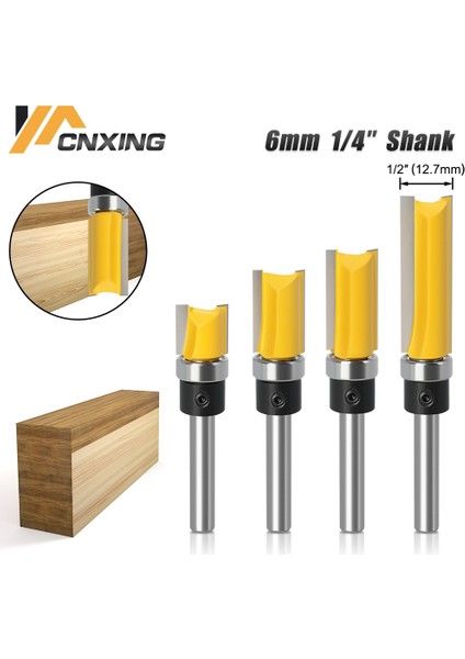 6.35X12.7X25MM 6MM/6.35MM Shank Gömme Trim Yönlendirici Bit Bıçak Şablon Desen Bit Rulman 1/2 "düz Uçlu Değirmen Ağaç Işleme Dia 12.7mm (Yurt Dışından) fiyatları