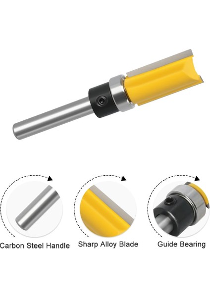 6.35X12.7X25MM 6MM/6.35MM Shank Gömme Trim Yönlendirici Bit Bıçak Şablon Desen Bit Rulman 1/2 "düz Uçlu Değirmen Ağaç Işleme Dia 12.7mm (Yurt Dışından) indirimleri