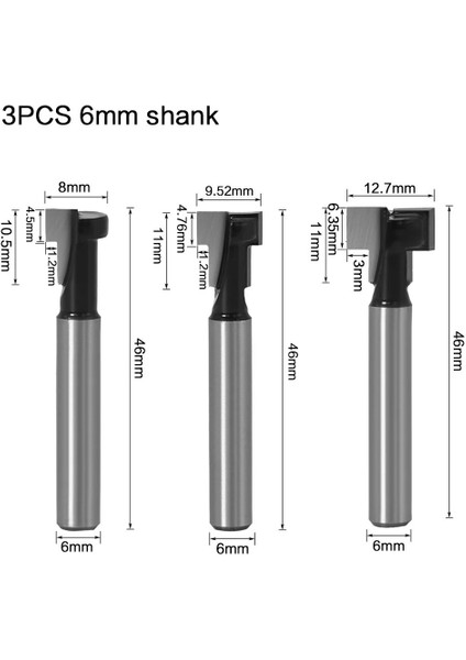 6X9.52MM 1/4 Inç Shank 6/8mm T-Yuvası Kesici Ağaç Işleme Yönlendirici Bit Seti Anahtar Deliği Bit T Planya Freze Kesicisi Yönlendirici Çilek Ahşap (Yurt Dışından) modelleri