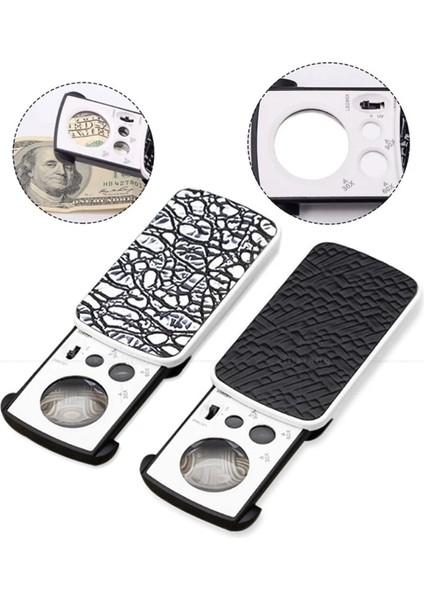 Gümüş Aydınlatmalı Kuyumcular Göz Büyüteç Büyüteç Uv LED Işık ile Taşınabilir Büyüteç Büyüteç 30X 60X 90X Büyüteç (Yurt Dışından) fiyatları