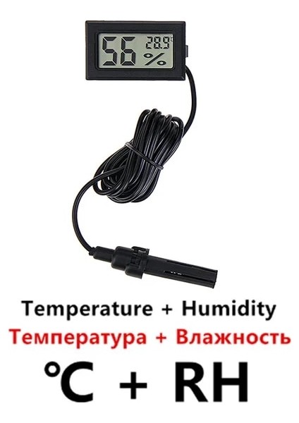 Tel Siyah T-H Termometre Higrometre Sensörü Ölçer Ölçer Mini Kapalı Araba Taşınabilir Dijital LCD Izleme Ekranı Nem Sıcaklık Dedektörü (Yurt Dışından)
