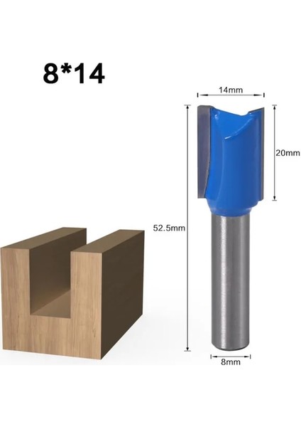 NO20 1 Adet 8mm Shank Düz Bit Tungsten Karbür Tek, Çift Flüt Yönlendirici Bit Ahşap Freze Kesici Ağaç Işleme Araçları Için (Yurt Dışından)