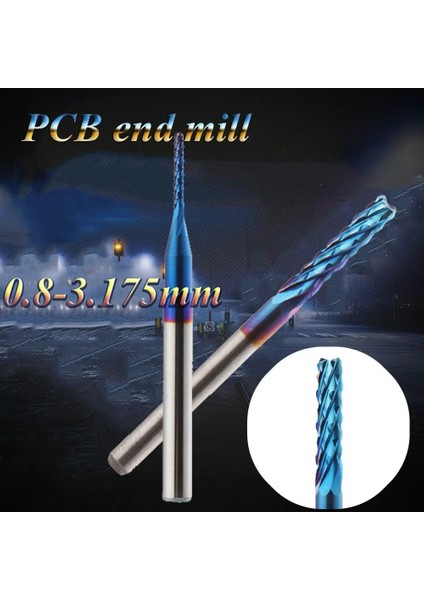3.175MM 0.8-3.175MM Taşlama Mavi Titanyum Kaplamalı Cnc Freze Uçları Pcb Makinesi Karbür Freze Kesicisi Kenar Kesici Uç Değirmeni (Yurt Dışından)