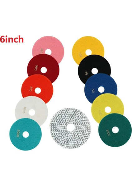 800 6 Inç 150MM Kuru/ıslak Elmas Parlatma Pedleri Esnek Taşlama Diskleri Granit Mermer Taş Cila Disk Parlatma Aşındırıcı Aletler (Yurt Dışından)