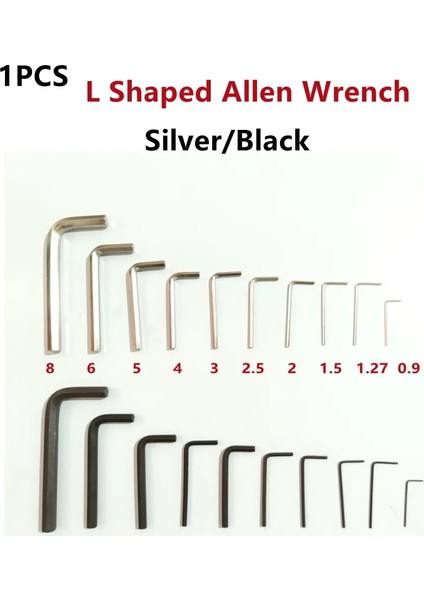 Gümüş 1.5mm 1 Adet Allen Anahtarı L Şekilli Gümüş Siyah Altıgen Altıgen Anahtar Allen Anahtarı 0.9mm 1.27MM 1.5mm 2mm 2.5mm 3mm 4mm 5mm 6mm 8mm (Yurt Dışından) fiyatları