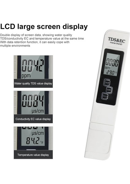 1 Adet Dijital Su Kalitesi Test Cihazı Tds Ec Metre Aralığı 0-9990 Çok Fonksiyonlu Su Saflığı Sıcaklık Ölçer Temp Ppm Test Cihazı (Yurt Dışından) fırsatları