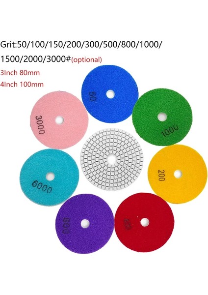 300,1 Adet 3 Inç 1 Adet 3 "/4" Islak/kuru Elmas Parlatma Pedi Esnek Taşlama Diskleri Granit Mermer Taş Beton Zemin Parlatma ZJ10 (Yurt Dışından)