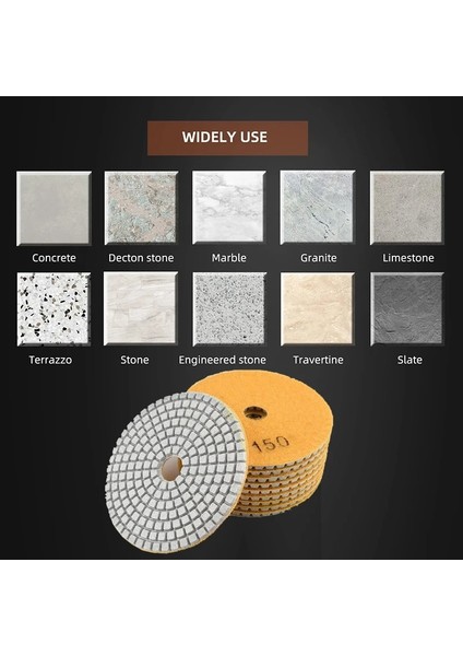300,1 Adet 3 Inç 1 Adet 3 "/4" Islak/kuru Elmas Parlatma Pedi Esnek Taşlama Diskleri Granit Mermer Taş Beton Zemin Parlatma ZJ10 (Yurt Dışından)