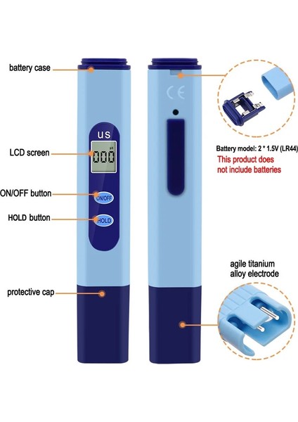 Mavi Abd Dijital Iletkenlik Ölçer Tds Test Kalemi Su Sertlik Test Kalemi Ec Metre (Yurt Dışından)