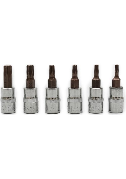 6 Adet/takım 1/4 "torx Tornavida Bit Seti Sürücü Soket Kafa Tornavida El Aracı Matkap Ucu Seti T10 T15 T20 T25 T30 T40 (Yurt Dışından)