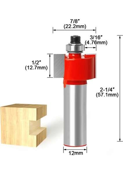 12X22X12.7 1 Adet 12MM Shank Rabbeting Bit Rulmanlar ile Ağaç Işleme Aleti T Tipi Rulmanlar Ahşap Freze Kesicisi Freze Uçları Ahşap 12MM (Yurt Dışından)