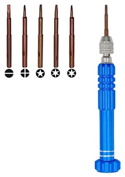 Mavi El Aletleri 5in1 Tornavida Seti Mini Tornavida Tamir Kiti Manyetik Minik Hassas Tornavida Seti Elektronik Cep Telefonu Için (Yurt Dışından)