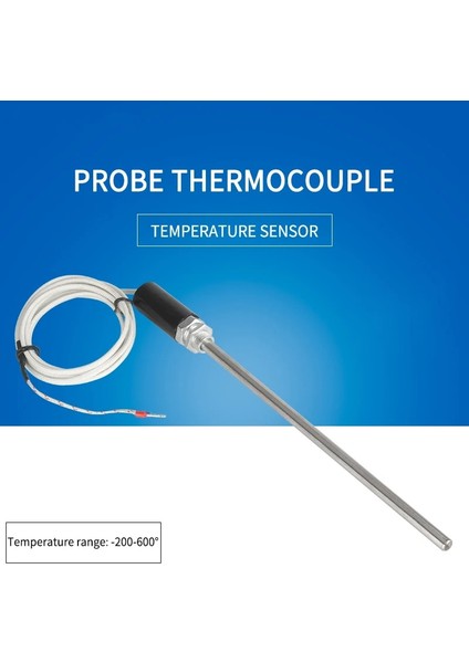 K 1m 1m 2m 3m Tel Termokupl Sensörü 0 ~ 600 Derece Santigrat K Tipi Termokupl Sıcaklık Sensörü 100MM 200MM Prob Ölçüm Aracı (Yurt Dışından)