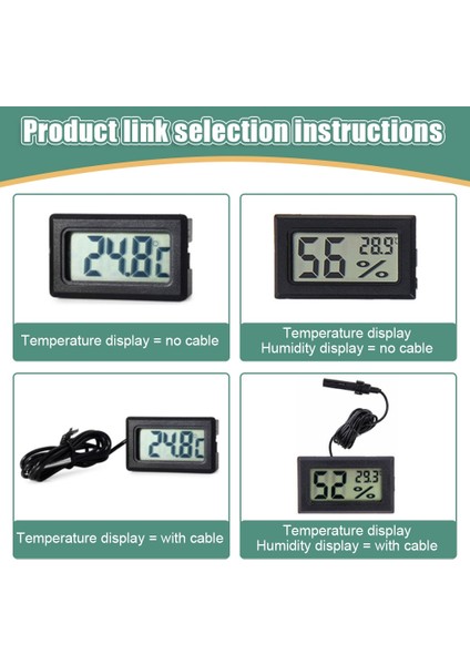 Hiçbir Tel Beyaz Mini Dijital LCD Kapalı Termometre Higrometre Ölçer Su Geçirmez Prob Nem Ölçer Sensörü Akvaryum Aletleri Ölçer (Yurt Dışından)