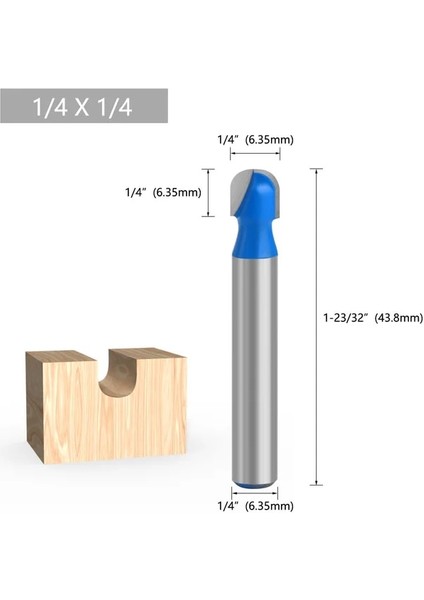 01 1 Adet 1/4 "6.35MM Shank Ahşap Oyma Topu Burun Yönlendirici Bit Yuvarlak Freze Ahşap Için Kesici Cnc Yarıçapı Çekirdek Kutusu Katı Karbür Araçları (Yurt Dışından)