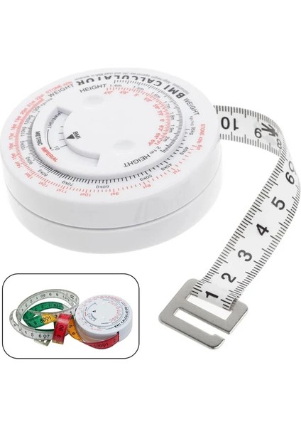 Beyaz Mezura Bmı Vücut Kitle Indeksi Basmalı Düğme Geri Çekilebilir Kilitleme Bandı 150 cm Hesap Makinesi Diyet Kendiniz Kolay Önlemler Araçları (Yurt Dışından)