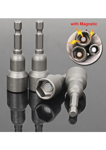 5mm x 65MM 1 Adet Manyetik Darbe Somun Sürücü Soket Metrik 5mm ~ 19MM Darbe Sınıf Somun Ayarlayıcılar 6.35MM Hex Shank Matkap Ucu Adaptörü (Yurt Dışından)