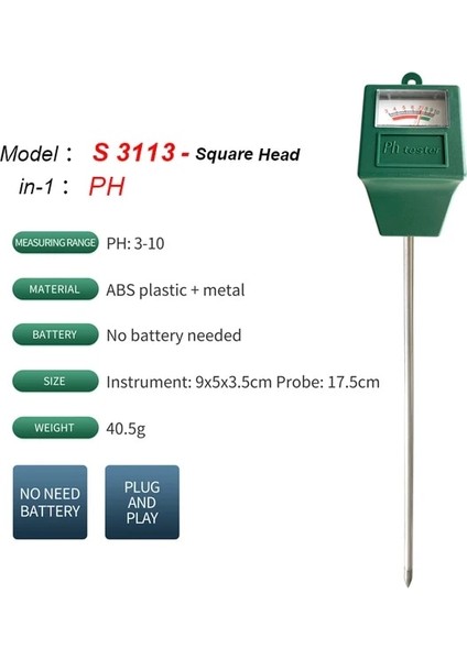 Ph -S3113 Otomatik 5-In-1 Pot Toprak Test Cihazı Ph Analiz Cihazı Termometre Nem Asitliği Ph Bahçe Tesisi Toprak Ph Için Nem Doğurganlığı (Yurt Dışından)