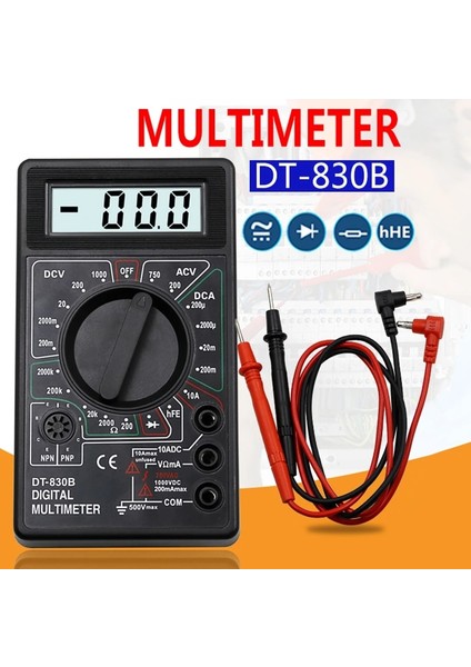 Siyah 1 Takım LCD Dijital Multimetre Ac/dc 750/1000 V Dijital Mini Multimetre Probu Voltmetre Ampermetre Ohm Test Cihazı Metre Gerilim Akım (Yurt Dışından)
