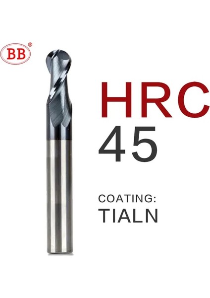 R2X4X8X50 BK2045 Bb Bilyalı Uçlu Freze Tungsten Karbür Kesici Cnc Router Bit Freze Aracı R0.5 6mm 8mm 10MM HRC45 55 65 2 Flüt (Yurt Dışından)