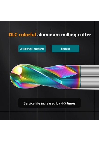R1X4X50 Renk Kaplama 2 Flüt HRC55 Bilyalı Uçlu Freze Tungsten Karbür Kesici Cnc Router Bit Freze Aracı R0.5R0.75R1R2R3R4R5R6R7R8 Top Uçlu Freze (Yurt Dışından)