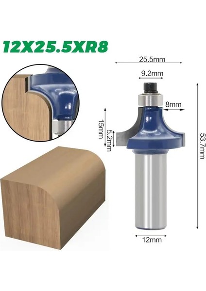 12X25.2XR8 12MM Saplı Köşe Yuvarlak Yönlendirici Bit ile Rulman Freze Kesici Ahşap Ahşap Tungsten Karbür Için (Yurt Dışından)