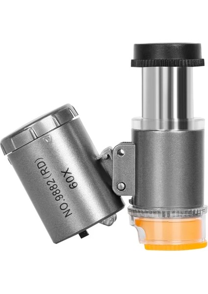 Gri 60X Taşınabilir Büyüteç LED Işık Uv Lamba Takı Mücevher Sikke Damga Kaya Izle Antika Algılama Test Cihazı Mikroskop (Yurt Dışından)