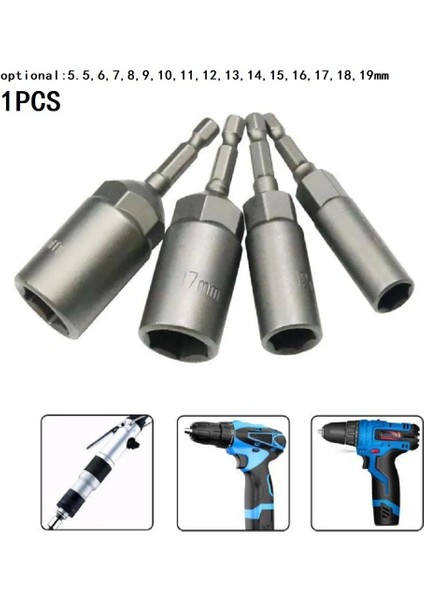 8mm 1 Adet 80MM Uzunluk 1/4 "hex Hex Soketler 5.5-17MM Sürücü Magne Soket Darbe Somun Cıvata Matkap Uçları Tornavida Uçları (Yurt Dışından)