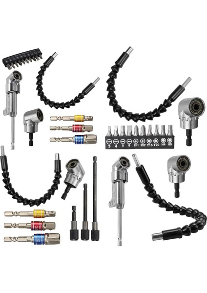 A1 Evrensel Esnek 1/4 ''hex Matkap Ucu Uzatma Seti Soket Adaptörü Dönüştürücü Kavrama Tornavida Sağ Açı Matkap Eki Kiti (Yurt Dışından)