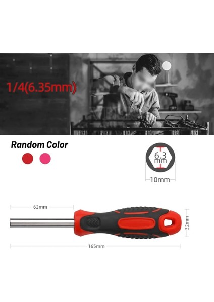 1/4 Inç 6.35MM Kafa Tornavida Kolu Altıgen Sürücü Kırmızı Manyetik Bit Tutucu Tornavida Spinner Kolu Bit Tutucu Cırcır Soket (Yurt Dışından) fiyatları